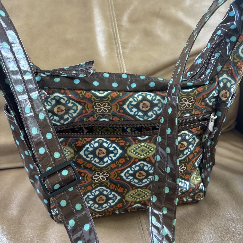 Lily Waters Purse Rain On Me Vinyl Boho Print Hobo Style Colorful‎ Water Repel